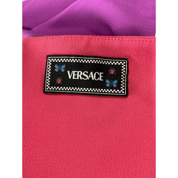 Versace Cutout Crepe Purple Acetate Mini Dress Size 40 - Picture 4 of 6